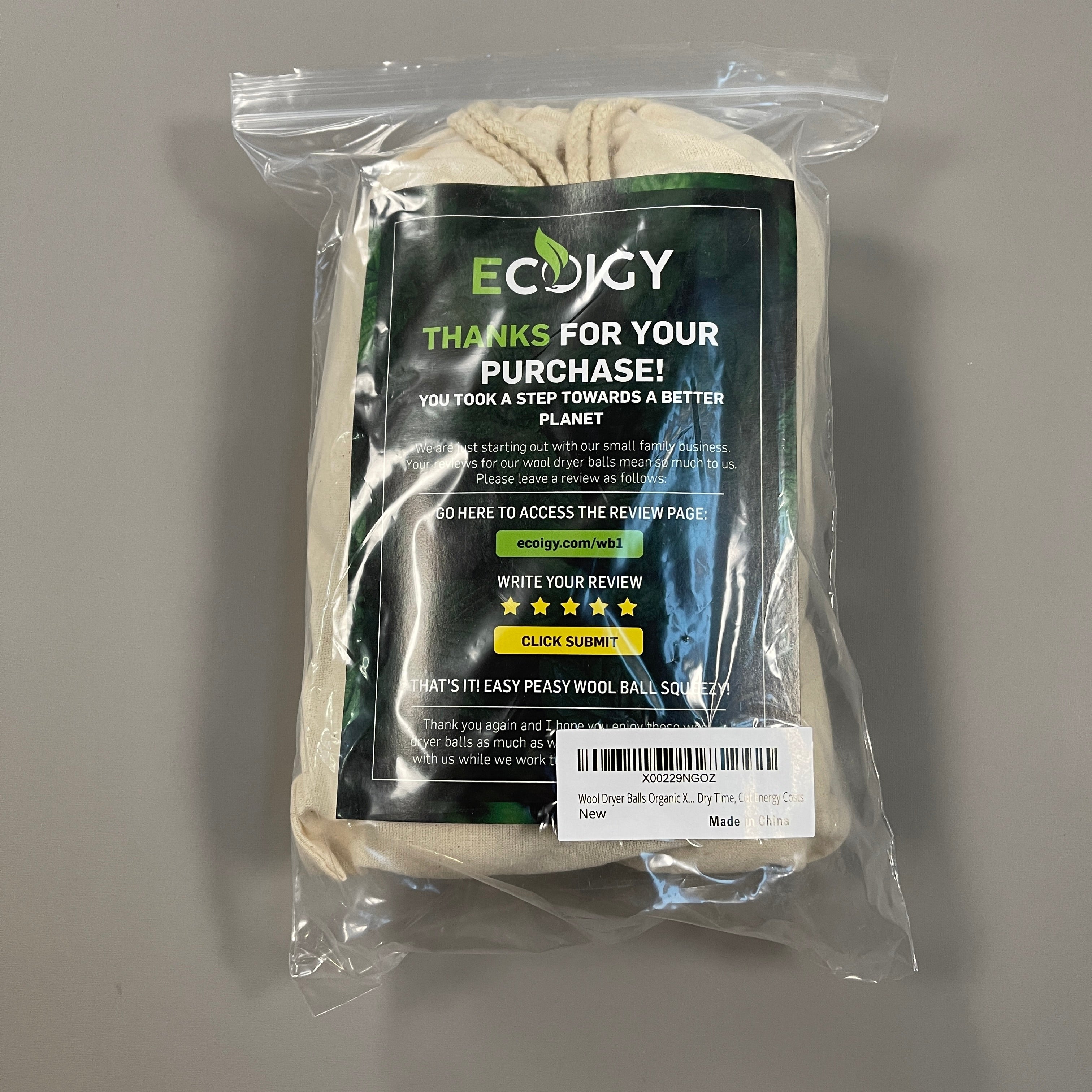 ECOIGY Handmade Wool Dryer Balls 100% New Zealand Wool Set of 6 White XL (New)