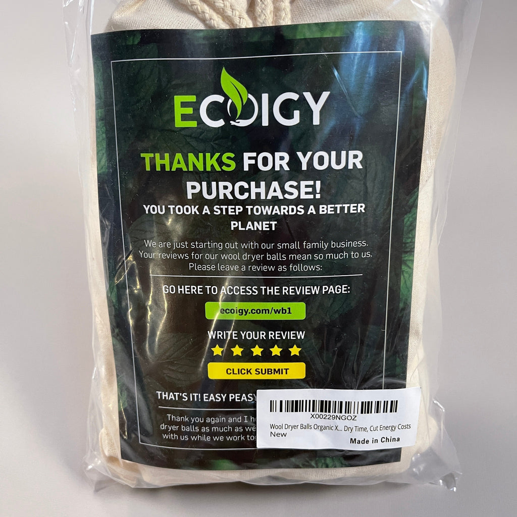 ECOIGY Handmade Wool Dryer Balls 100% New Zealand Wool Set of 6 White XL (New)
