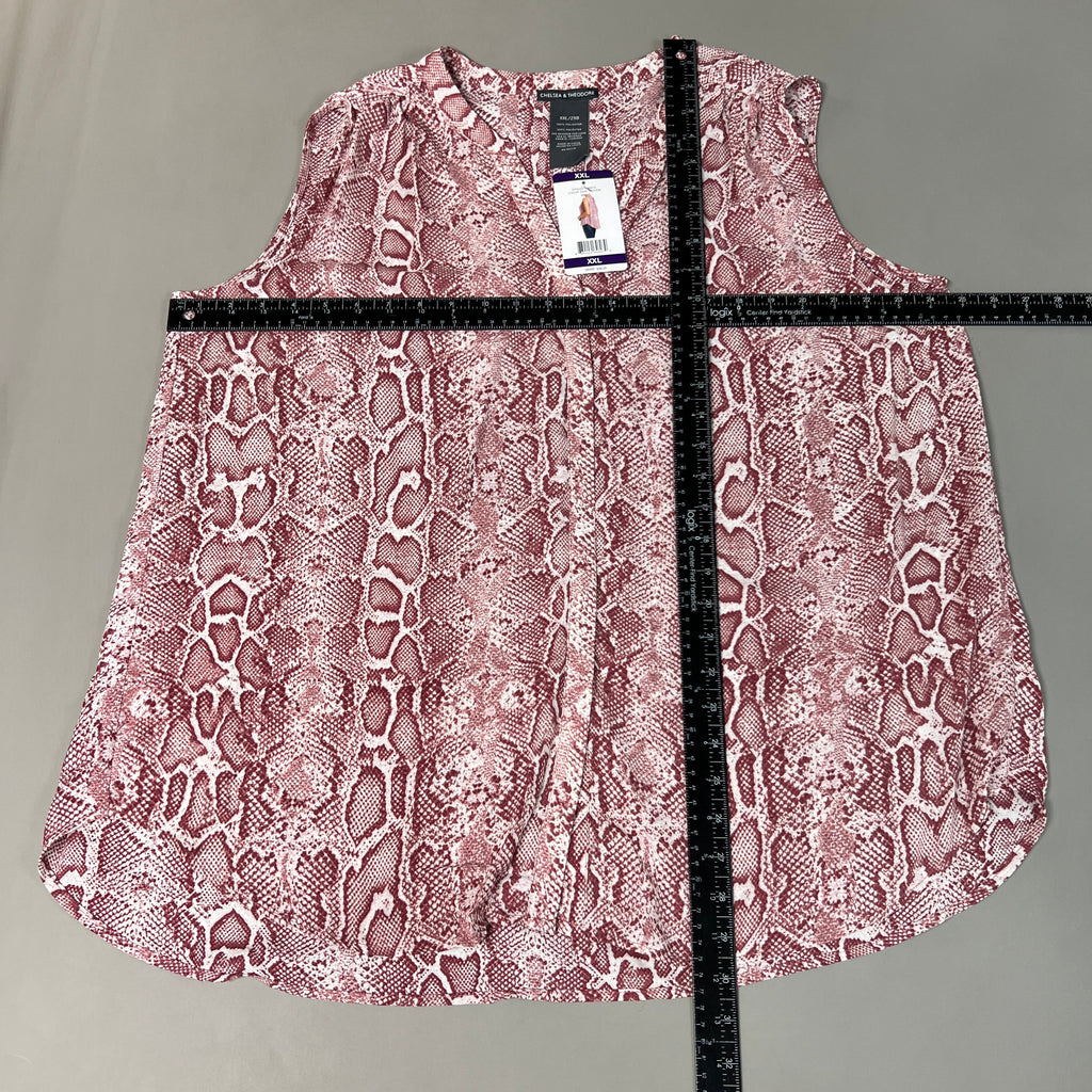 CHELSEA & THEODORE Sleeveless Blouse Women's Size XXL Pink Python 2165072 (NEW)