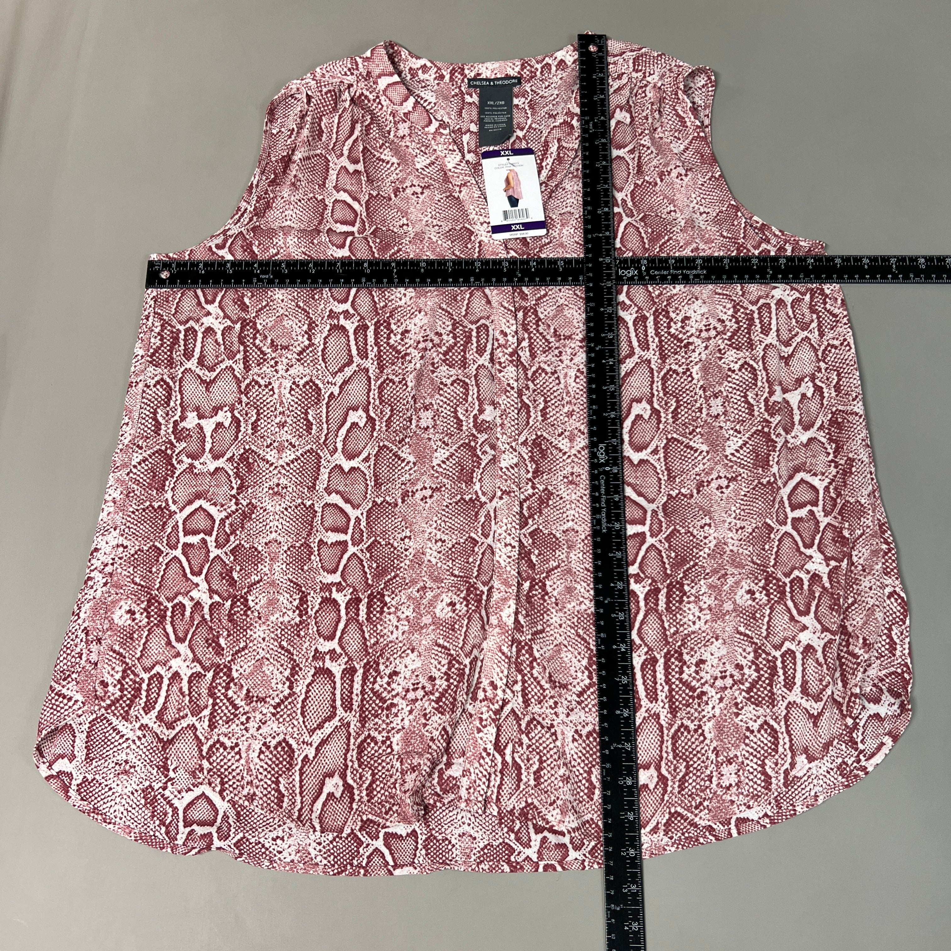 CHELSEA & THEODORE Sleeveless Blouse Women's Size XXL Pink Python 2165072 (NEW)