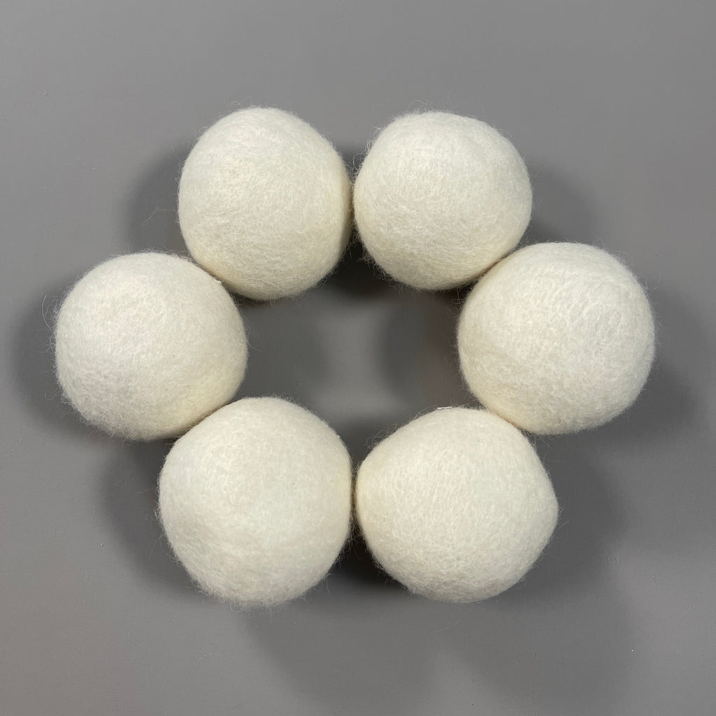 ECOIGY Handmade Wool Dryer Balls 100% New Zealand Wool Set of 6 White XL (New)