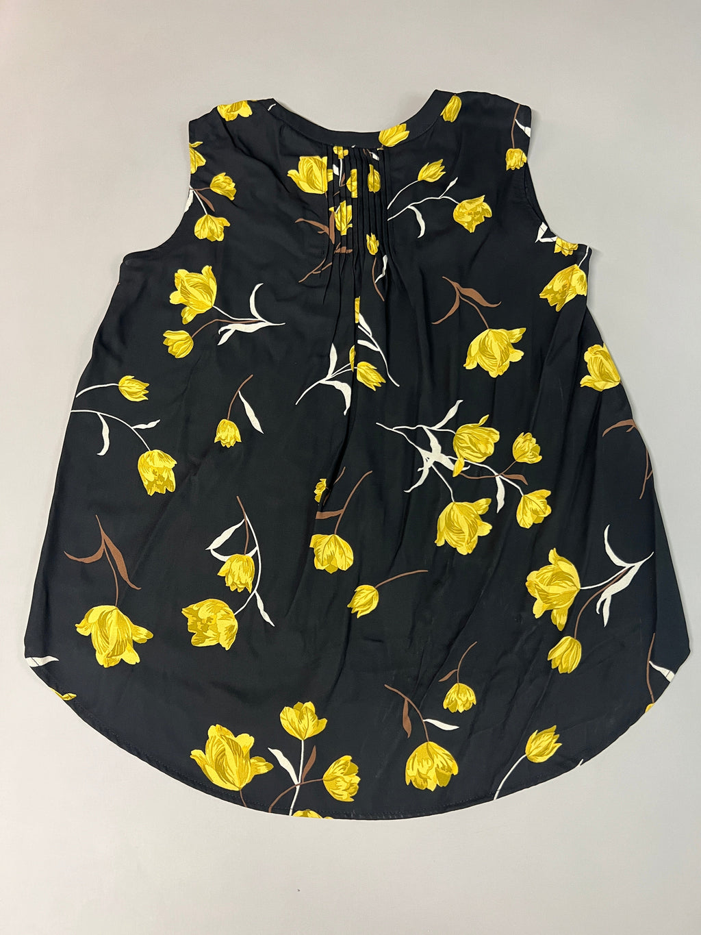 CHELSEA & THEODORE Sleeveless Blouse Women's Size L Black/Yellow Tulip 2165072 (NEW)