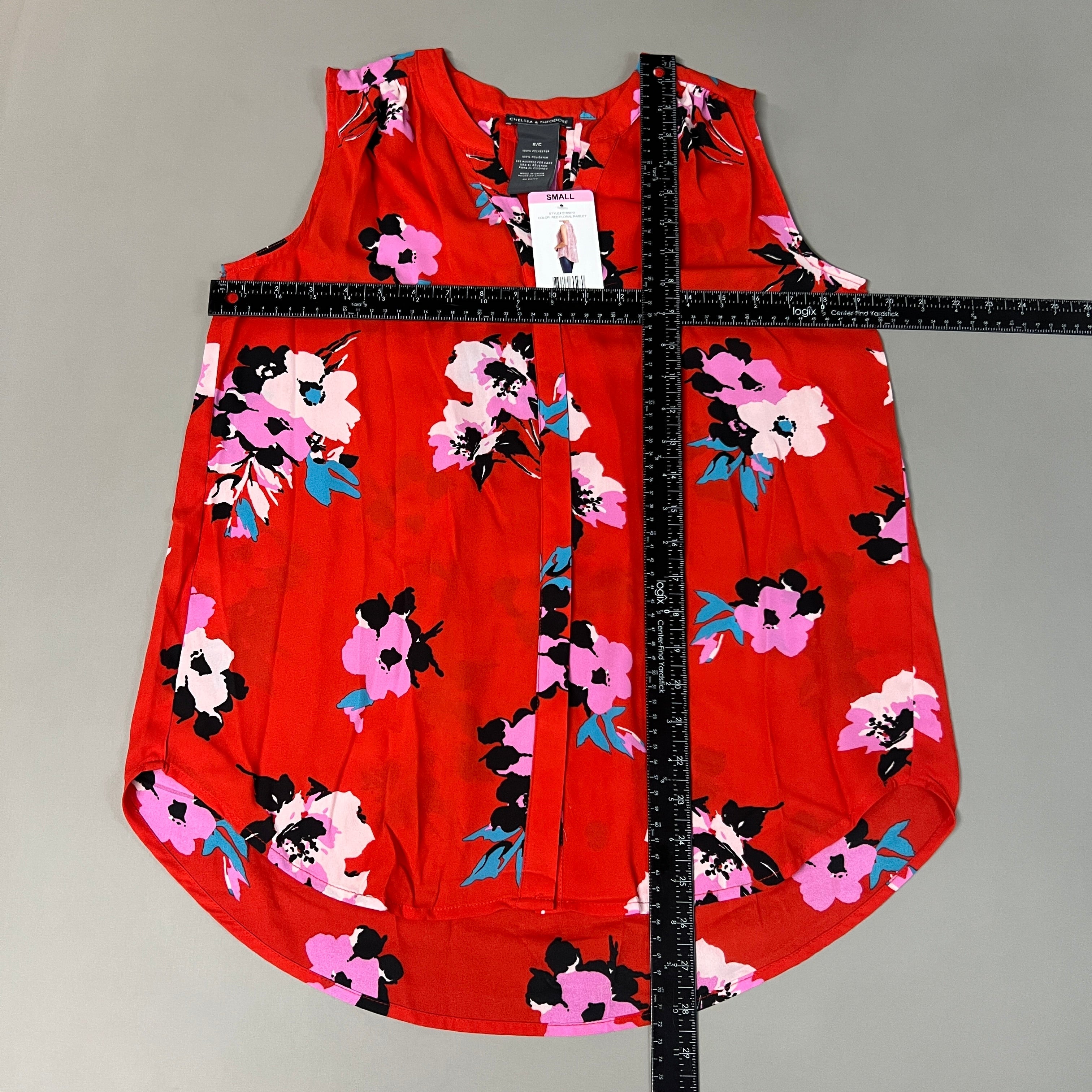 CHELSEA & THEODORE Sleeveless Blouse Women's Size S Red Floral Paisley 2165072 (NEW)