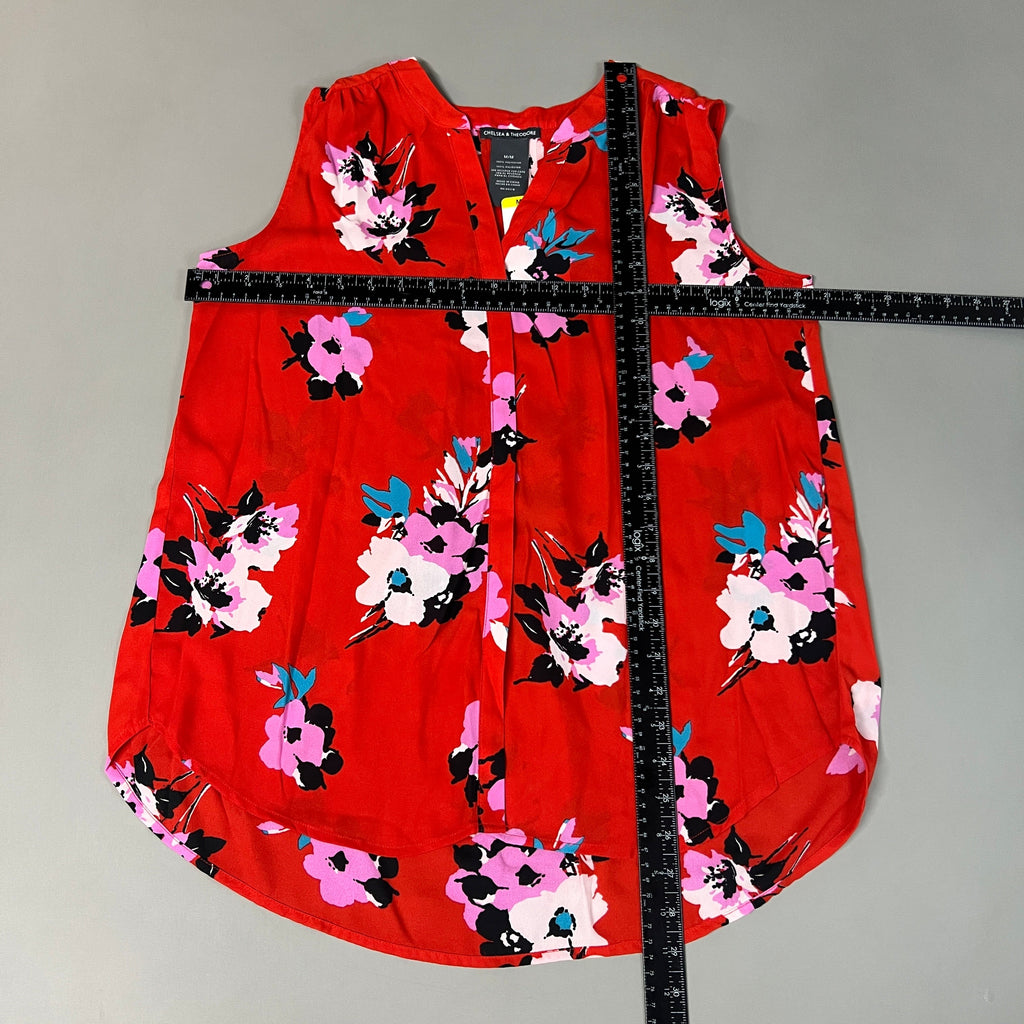 CHELSEA & THEODORE Sleeveless Blouse Women's Size M Red Floral Paisley 2165072 (NEW)