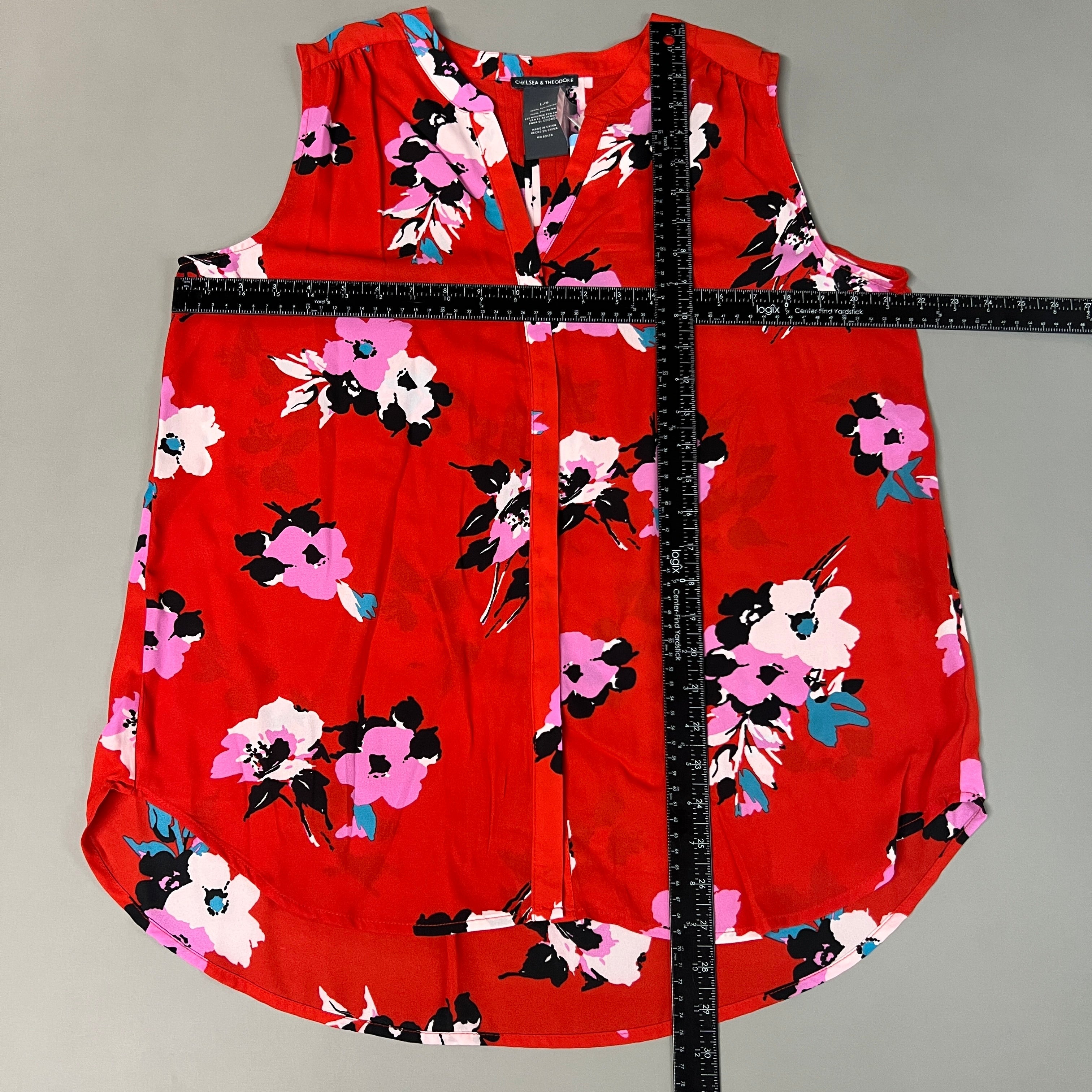 CHELSEA & THEODORE Sleeveless Blouse Women's Size L Red Floral Paisley 2165072 (NEW)