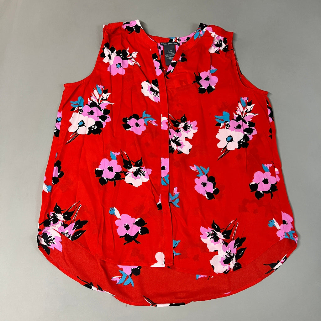 CHELSEA & THEODORE Sleeveless Blouse Women's Size XL Red Floral Paisley 2165072 (NEW)