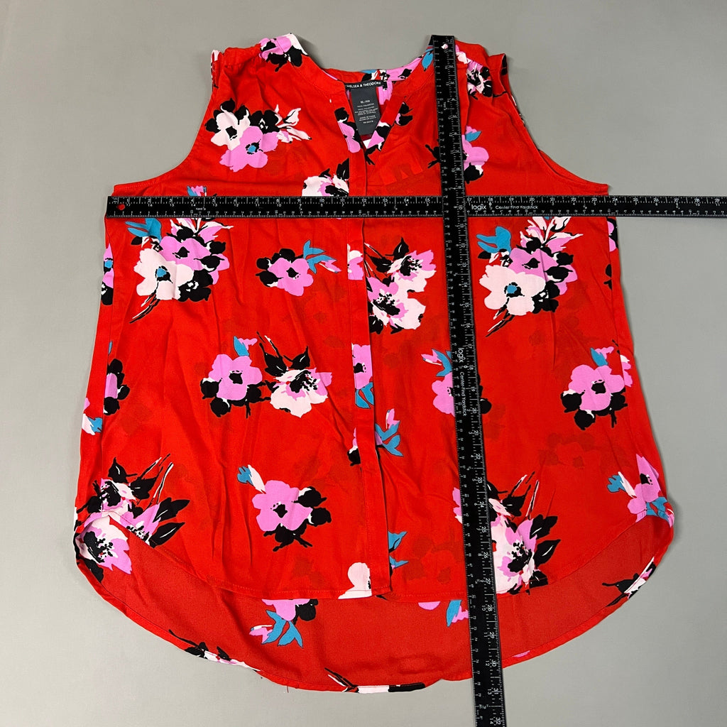 CHELSEA & THEODORE Sleeveless Blouse Women's Size XL Red Floral Paisley 2165072 (NEW)
