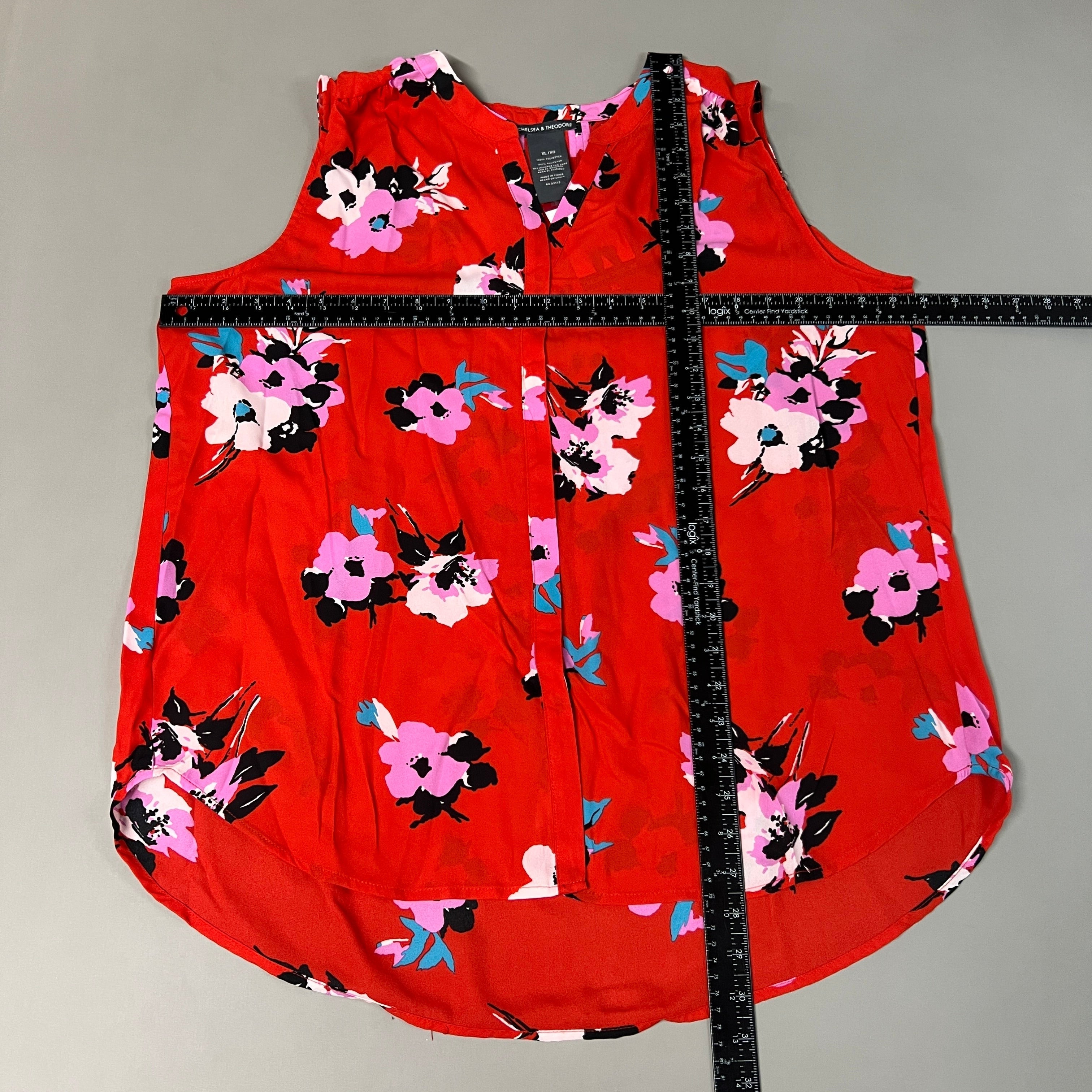 CHELSEA & THEODORE Sleeveless Blouse Women's Size XL Red Floral Paisley 2165072 (NEW)