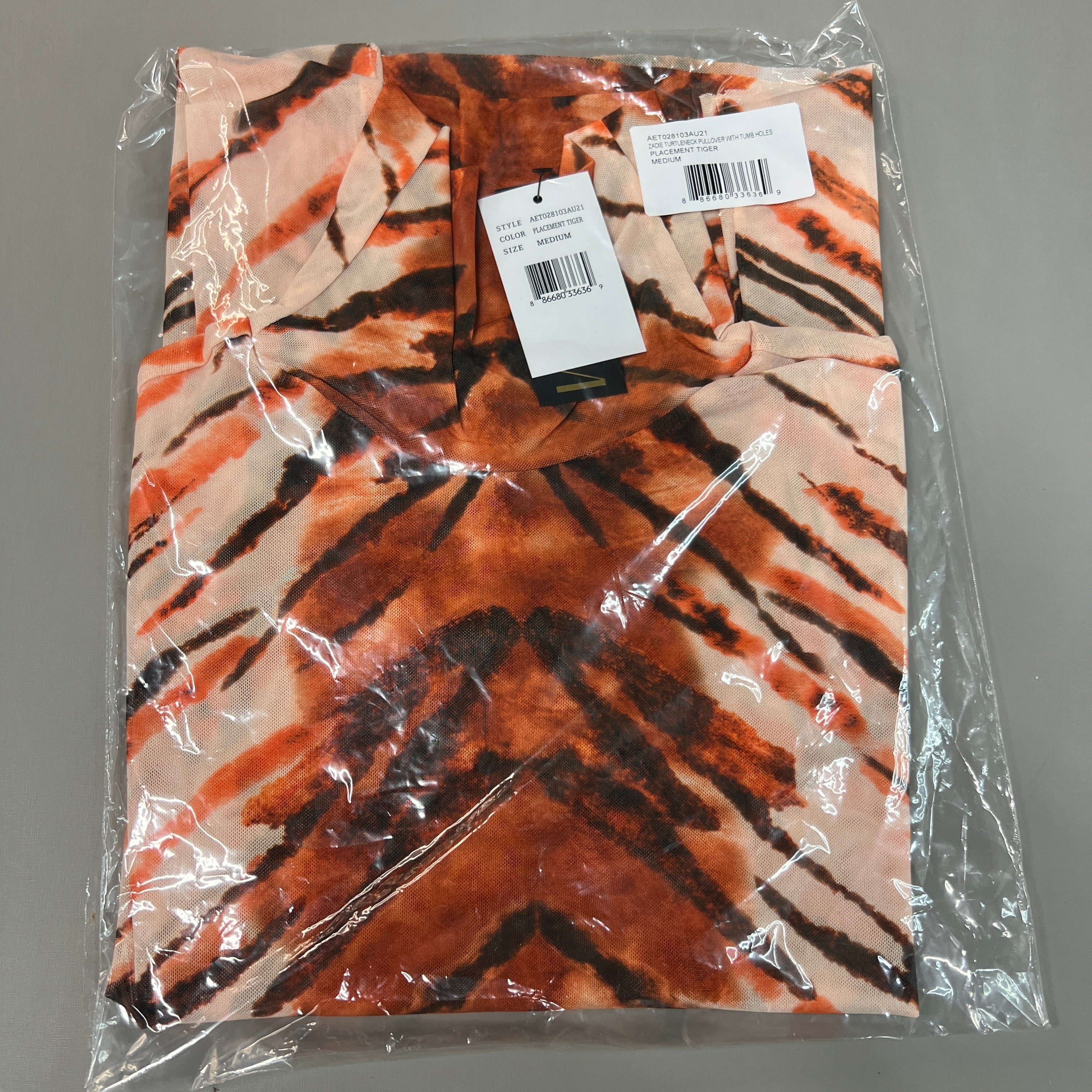 AFRM Zadie Turtleneck Pullover w/Thumb Holes Women's M Placement Tiger AET028103AU21 (New)