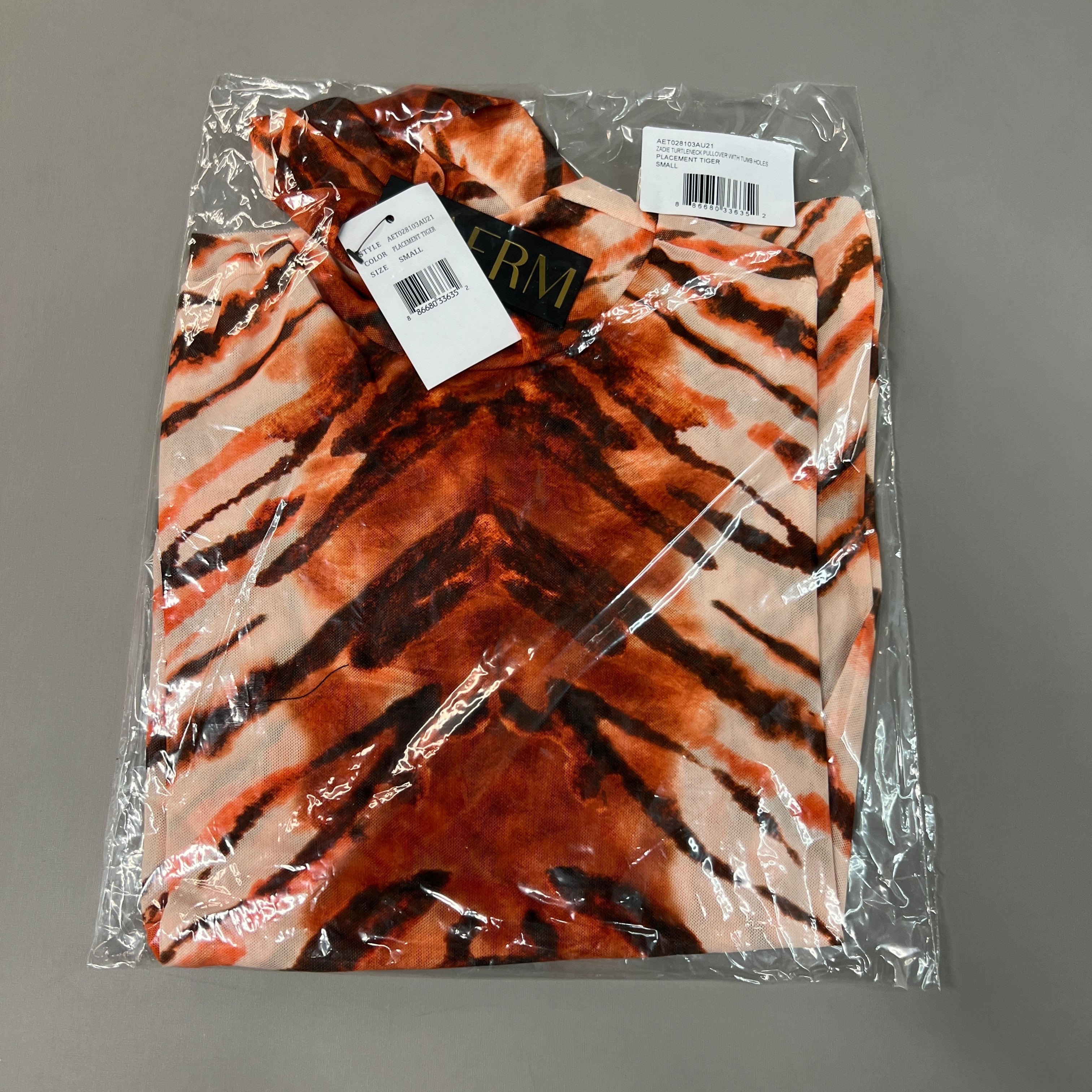 AFRM Zadie Turtleneck Pullover w/Thumb Holes Women's S Placement Tiger AET028103AU21 (New)