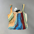 AFRM Cort Doubled Mesh Seaming Crop Top Women's M Blue Abstract Wave AET033437AU21 (New)