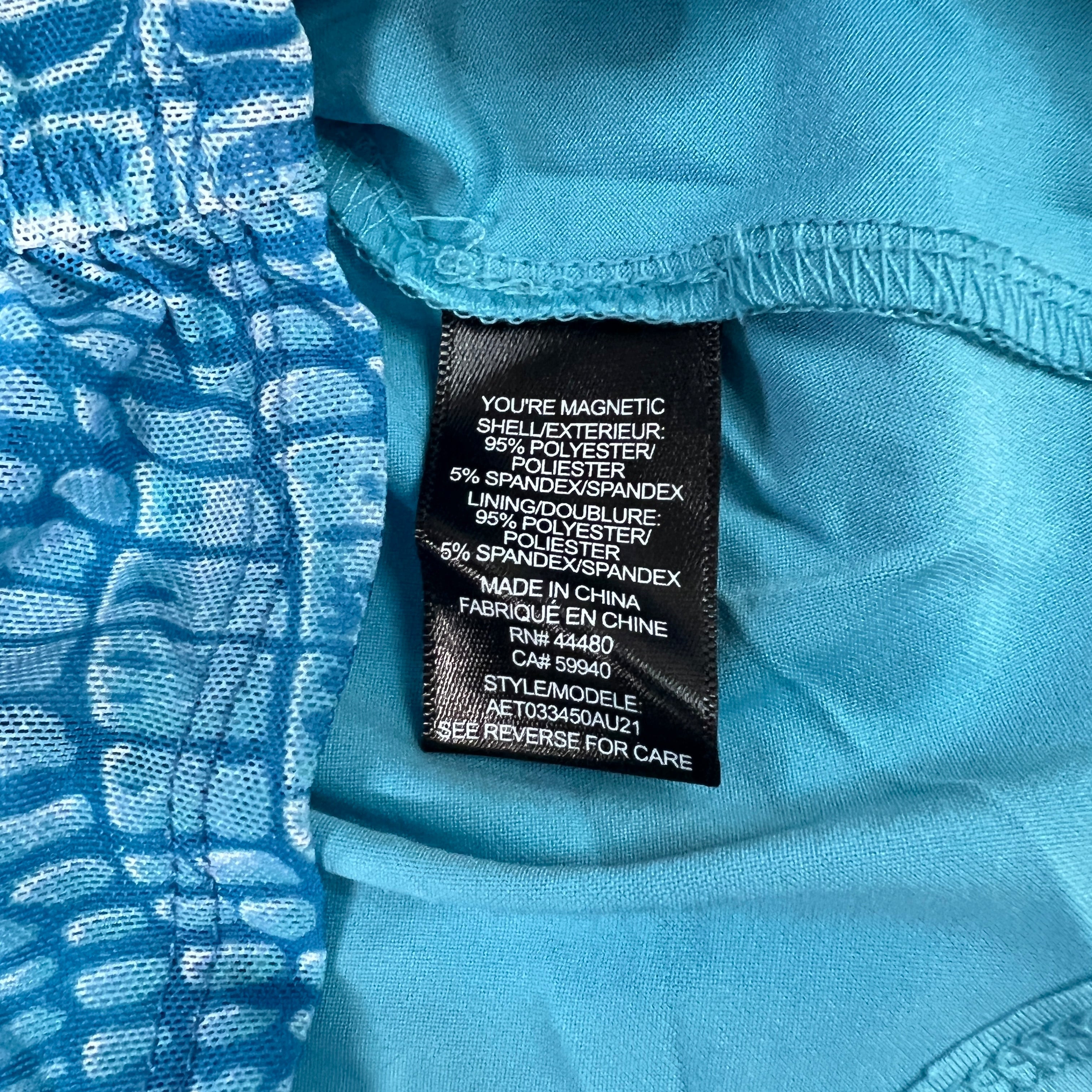 AFRM Strarus Ruches Front LS Mesh Top Women's M Blue Crocodile AET033450AU21 (New)