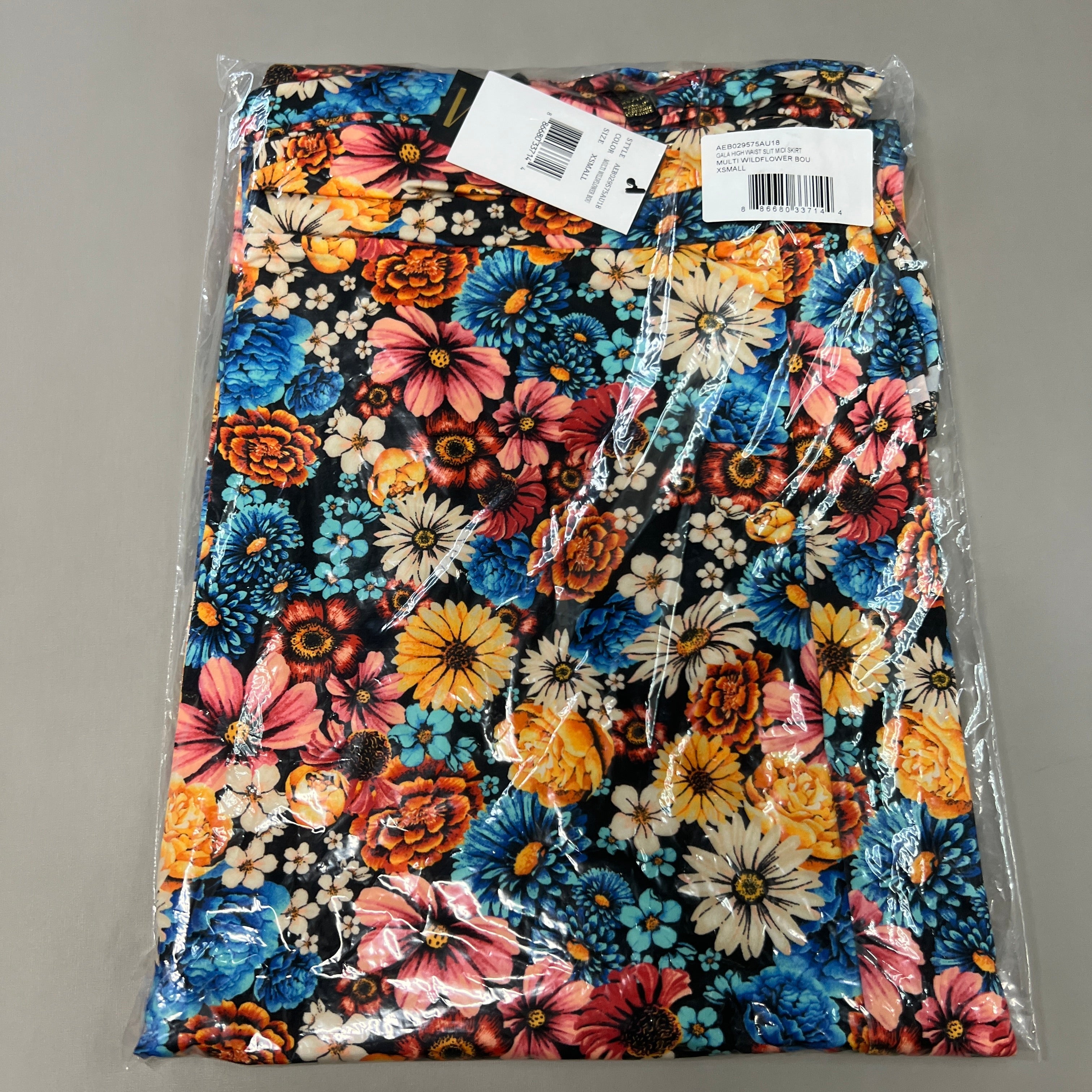 AFRM Gala High Waist Slit Midi Skirt Women's XS Multi Wildflower AEB029575AU18 (New)