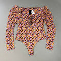 AFRM Coppelia Halter Tie Detail LS Knit Bodysuit Women's L Fall Meadow Ditsy AER002829AU21 (New)