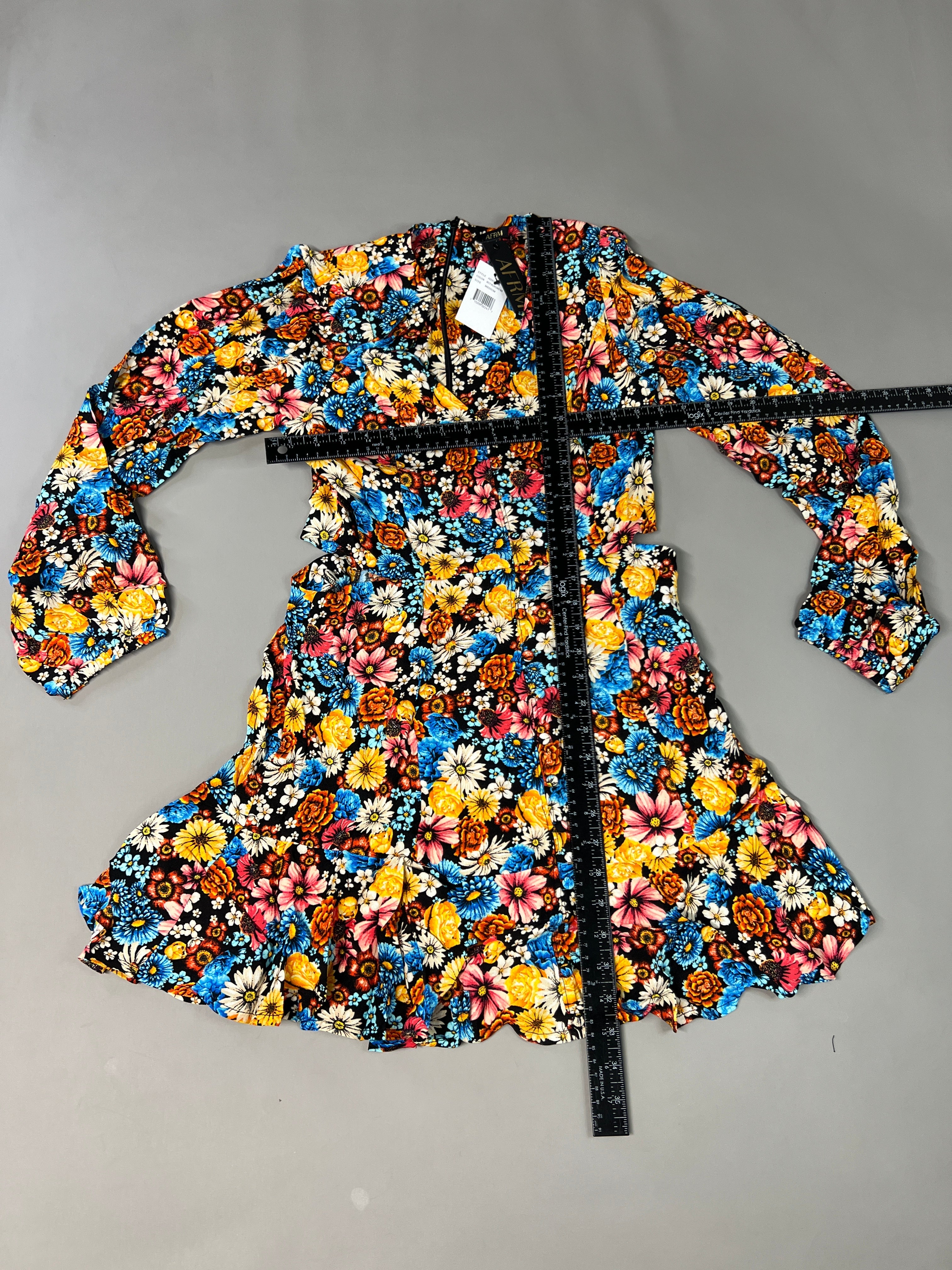 AFRM X Revolve Monna Sike Cutouts Mini Dress Women's M Multi Wildflower AED020544 (New)