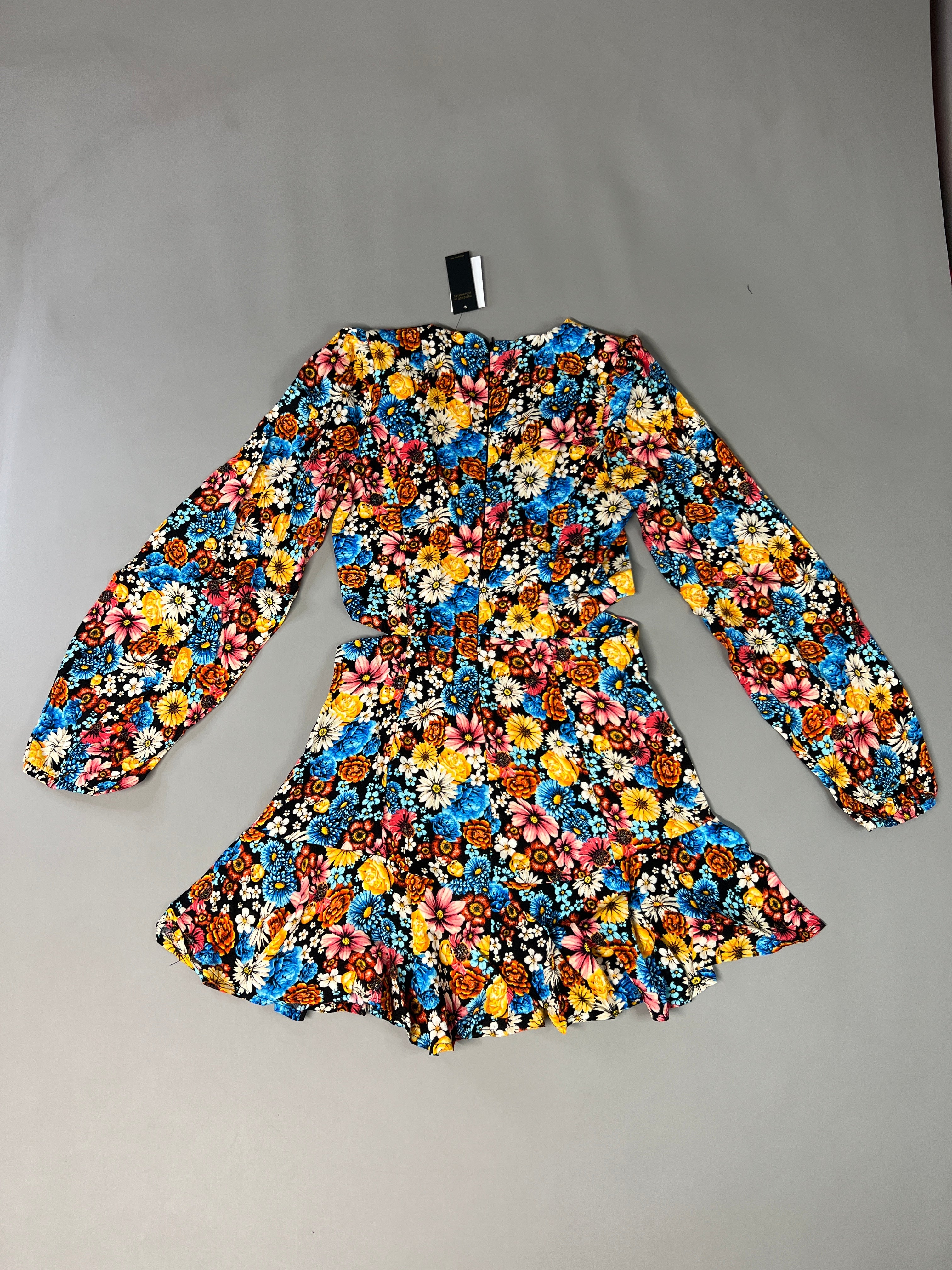AFRM X Revolve Monna Sike Cutouts Mini Dress Women's S Multi Wildflower AED020544 (New)
