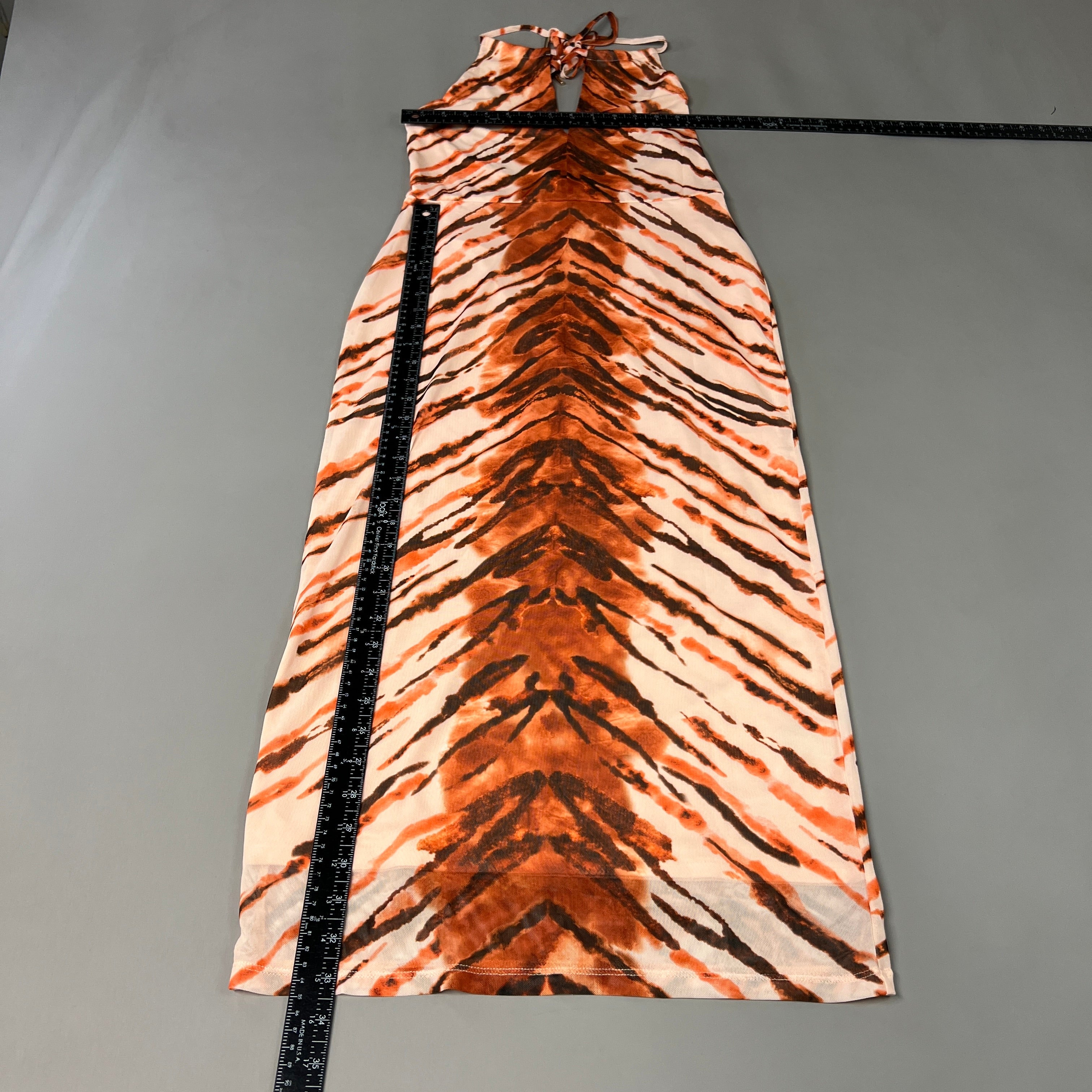 AFRM X Revolve Kalina Halter Mesh Mini Dress Women's M Placement Tiger AED021762 (New)