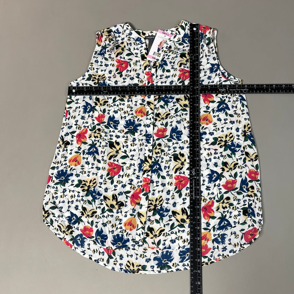 CHELSEA & THEODORE Sleeveless Blouse Women's Size S Bash Floral White 2165072 (NEW)