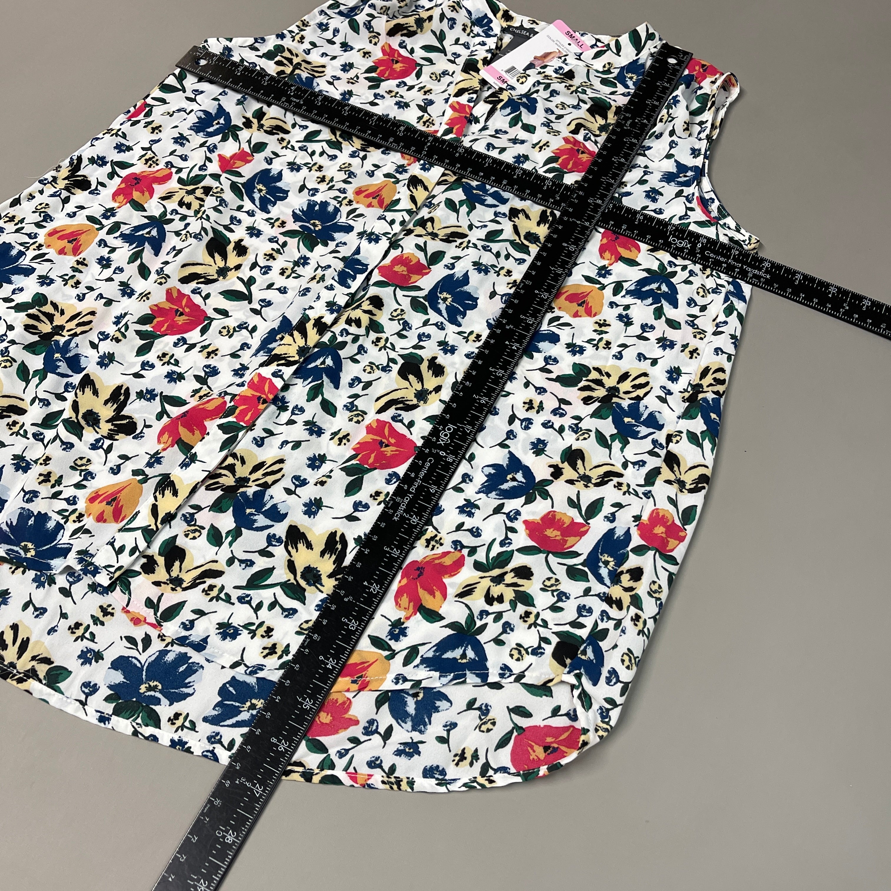 CHELSEA & THEODORE Sleeveless Blouse Women's Size S Bash Floral White 2165072 (NEW)