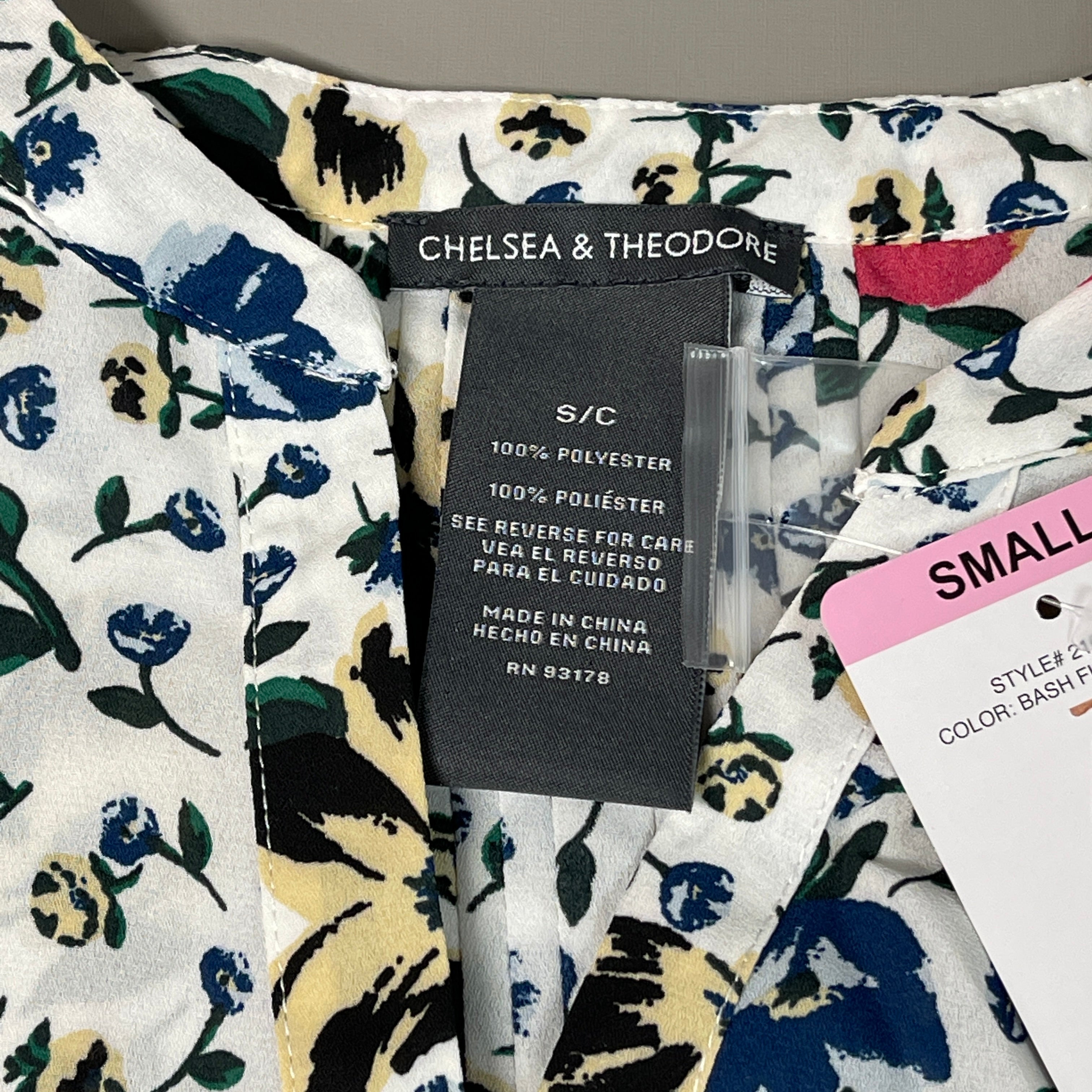 CHELSEA & THEODORE Sleeveless Blouse Women's Size S Bash Floral White 2165072 (NEW)