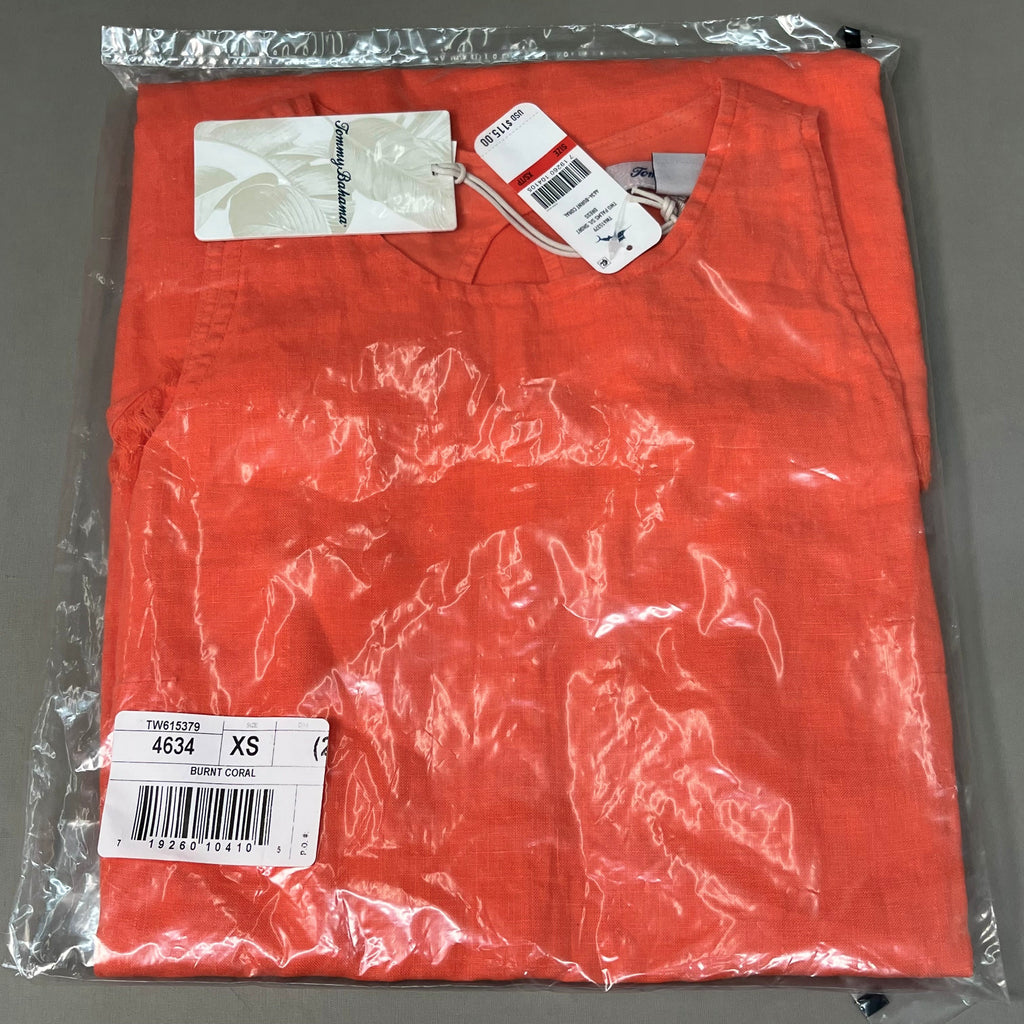 TOMMY BAHAMA Two Palms Linen Shift Short Dress Sz XS Burnt Coral TW615379 (New)