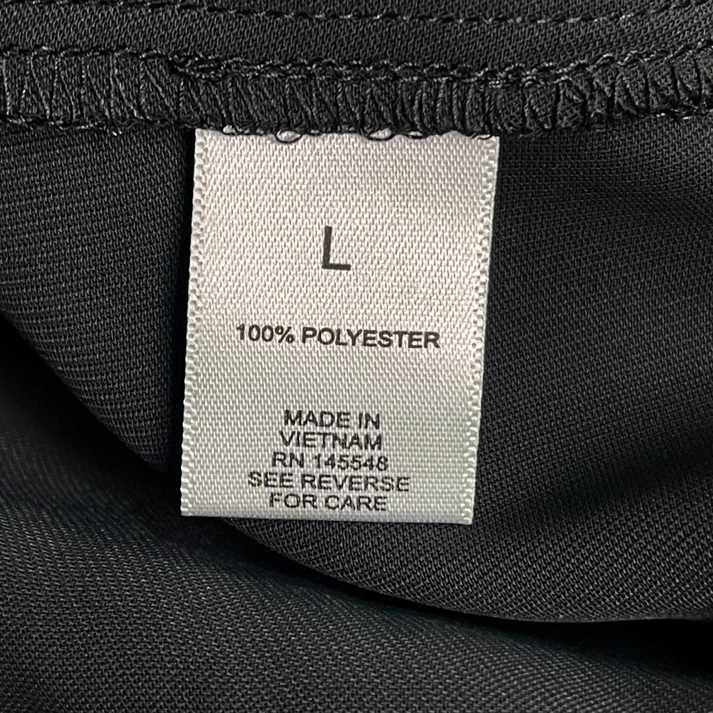 MARTHA STEWART Woven Front Button Blouse Top Tie Neck Women's Sz L Francesca Black (New)