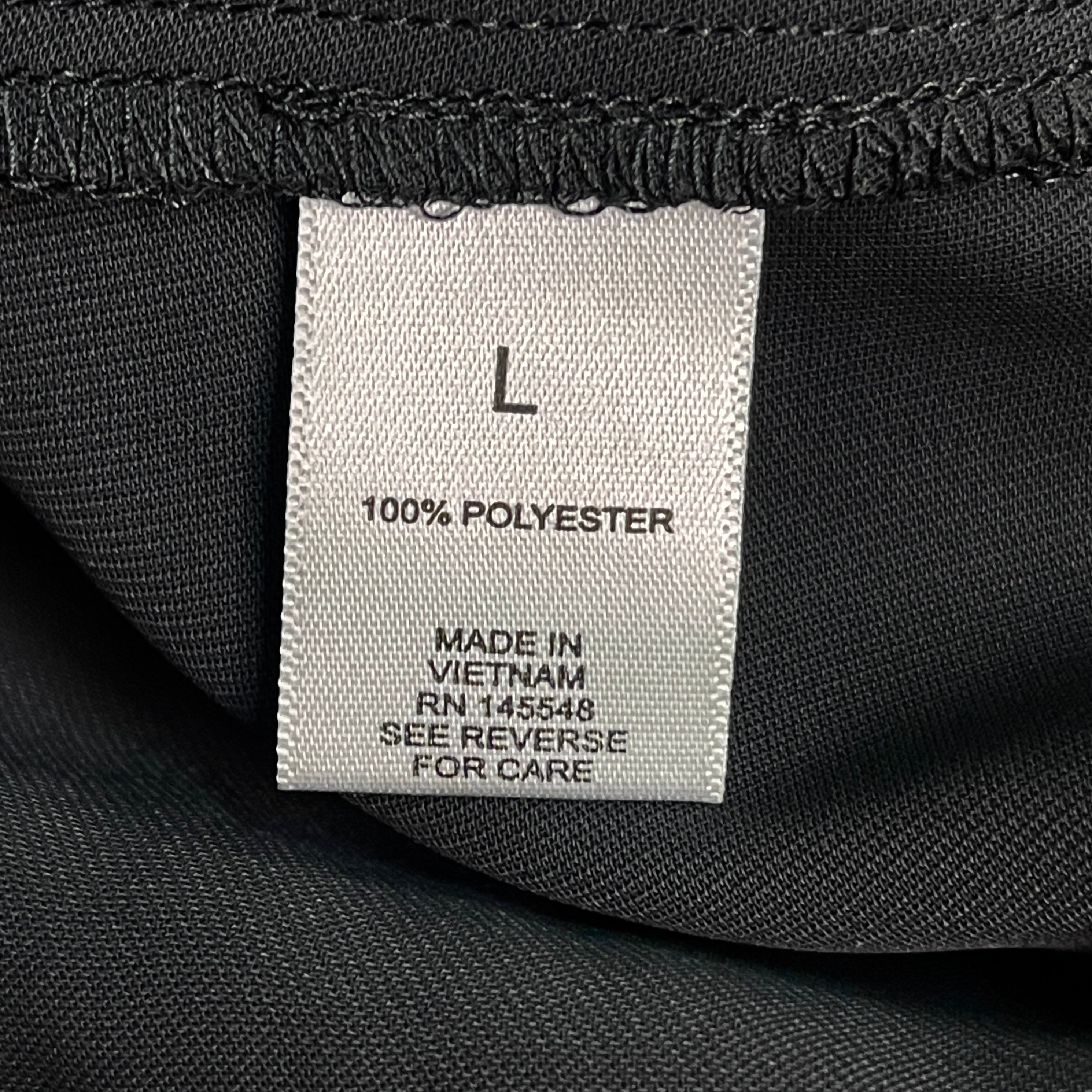 MARTHA STEWART Woven Front Button Blouse Top Tie Neck Women's Sz L Francesca Black (New)