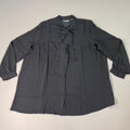 MARTHA STEWART Woven Front Button Blouse Top Tie Neck Women's Sz 2X Francesca Black (New)