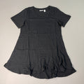 LOGO LORI GOLDSTEIN Knit Short Sleeve Shirt Asymmetric Hem Women's Sz XS Black (New)