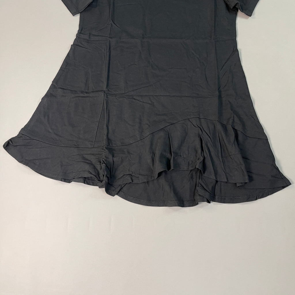 LOGO LORI GOLDSTEIN Knit Short Sleeve Shirt Asymmetric Hem Women's Sz XS Black (New)