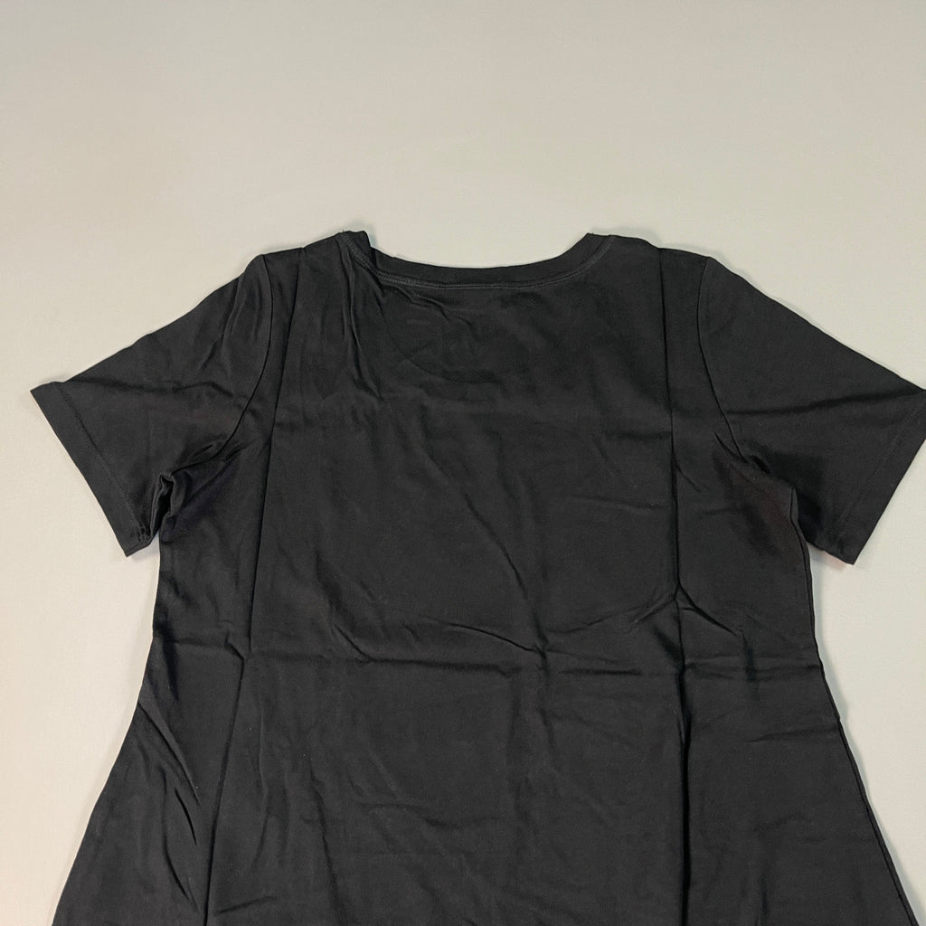 LOGO LORI GOLDSTEIN Knit Short Sleeve Shirt Asymmetric Hem Women's Sz XS Black (New)