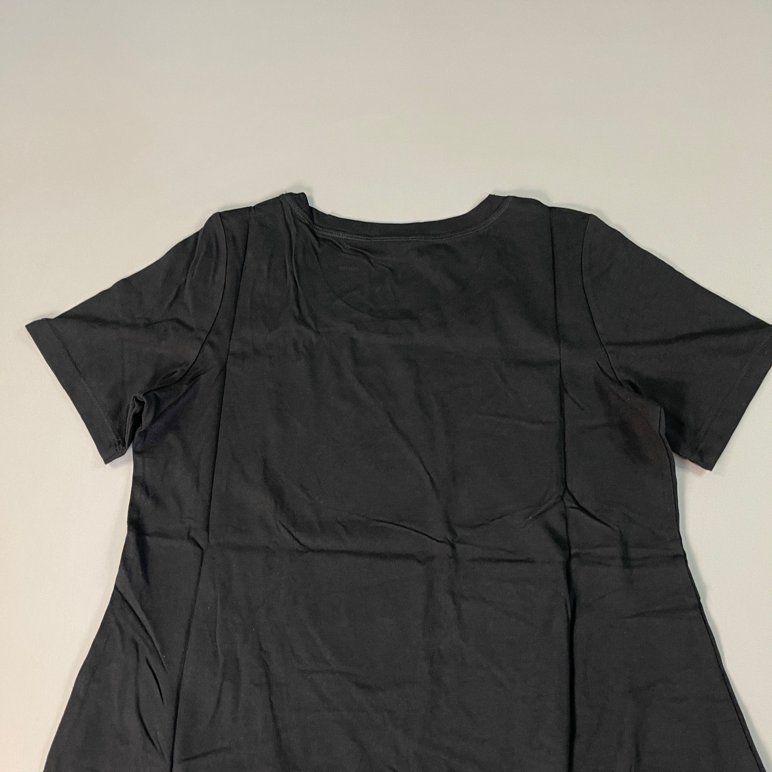 LOGO LORI GOLDSTEIN Knit Short Sleeve Shirt Asymmetric Hem Women's Sz XS Black (New)