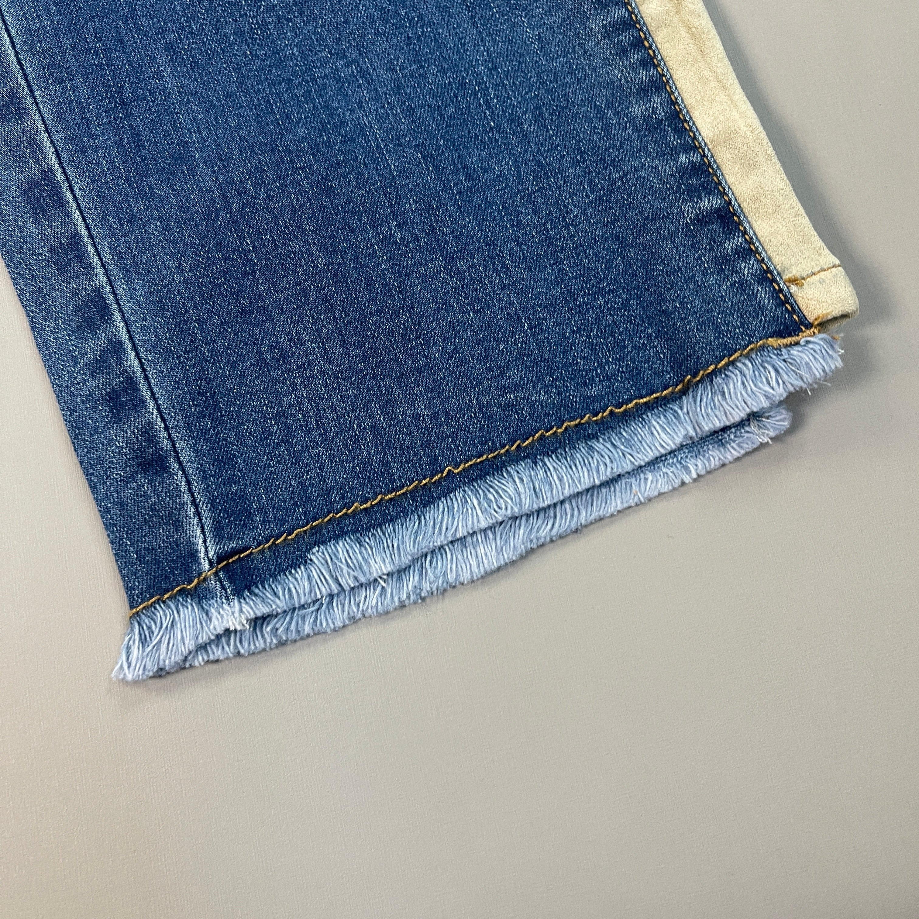 CLINTON KELLY Frayed Hem Jeans Women's Sz 16 Regular Mid Wash W/ Tan Striped Side(New)