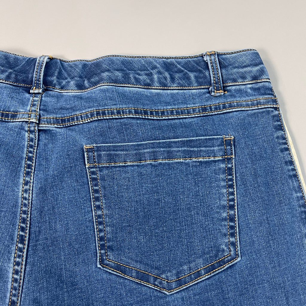 CLINTON KELLY Frayed Hem Jeans Women's Sz 16 Regular Mid Wash W/ Tan Striped Side(New)