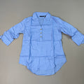 H BY HALSTON Collared 1/4 Button Top V-Neck Women's Sz 2 Reg Blue Iris (New)