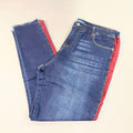 CLINTON KELLY Frayed Hem Jeans Women's Sz 16 Regular Dark Wash W/ Maroon Striped Side (New)