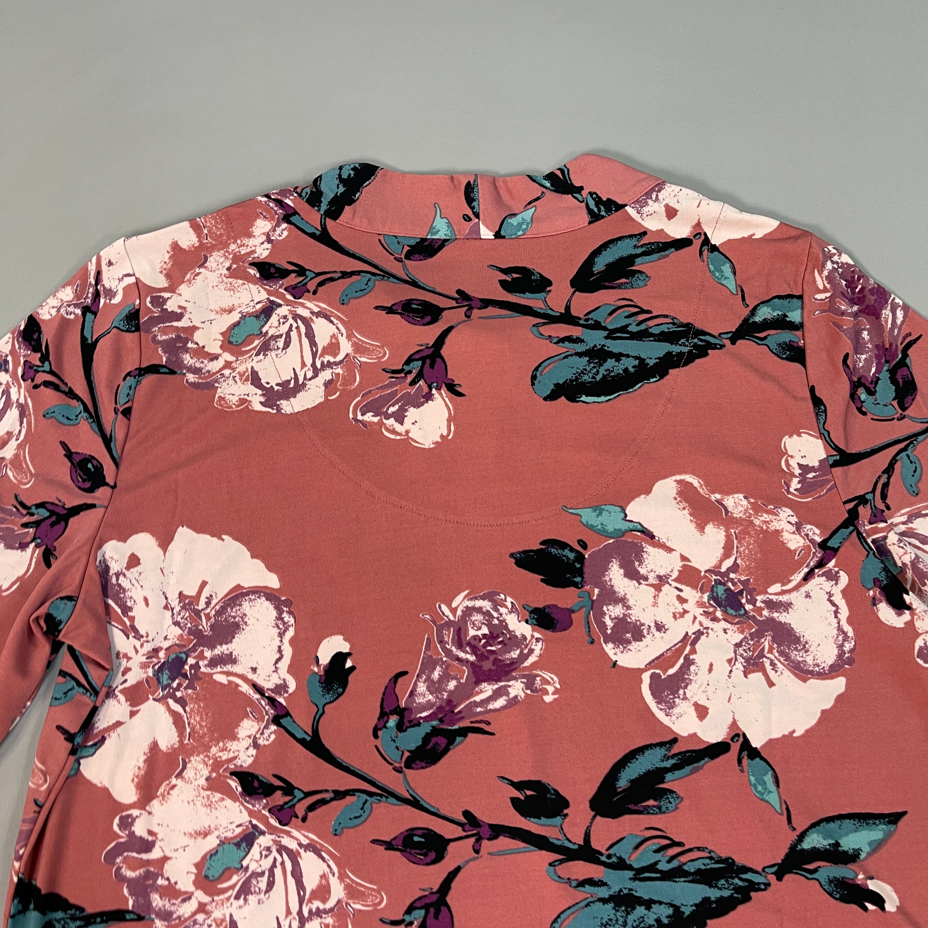 STUDIO BY D&Co Printed Long Sleeve Top Women's Sz S Classic Rose Floral (New)