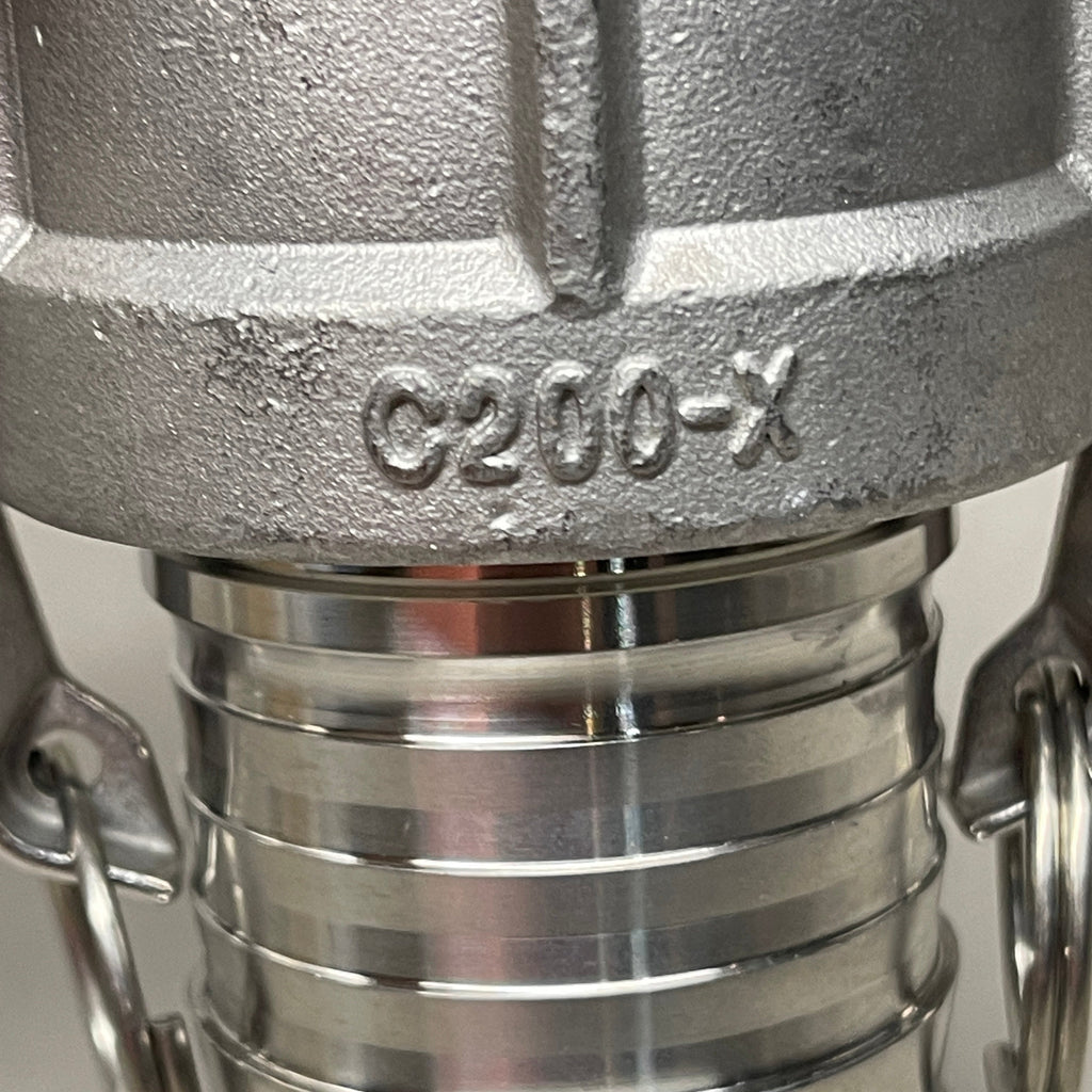 FLEXTRAL Cam & Groove Coupling Lock-On Thread Stainless 2.5" ID F X 1.75" ID M X 5.5" L C200-X (New)