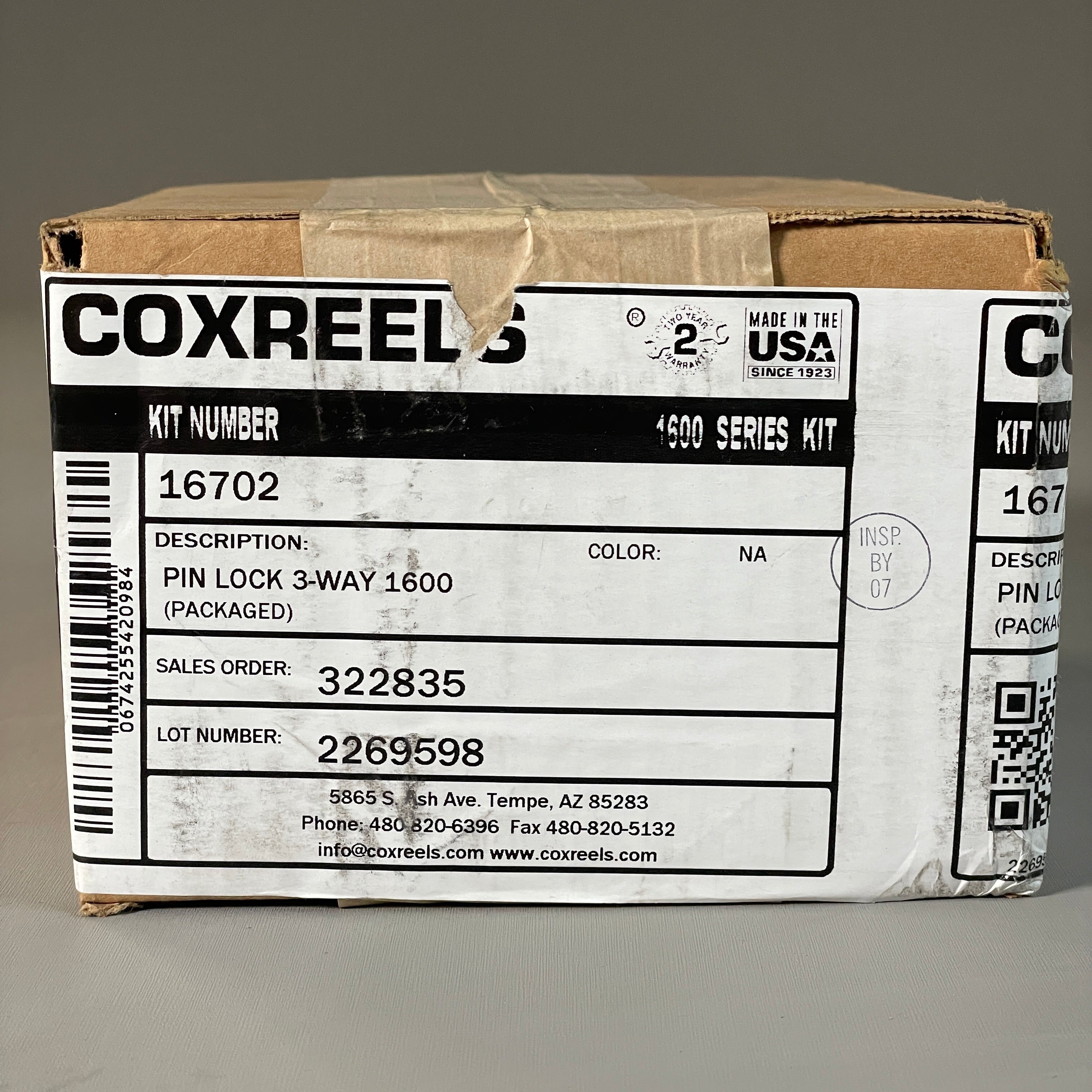 COXREELS Three-Way Pin Lock Kit for 1600 Series 16702 (New)