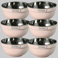 BOWLZ Set of 6 Stainless Steel Insulated Bowl 16 oz Pink (New) ~Keeps Ice Cream Cold!~