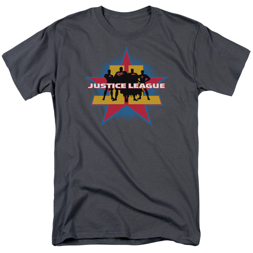 Justice League Stand Tall Mens T Shirt Charcoal Officially Licensed