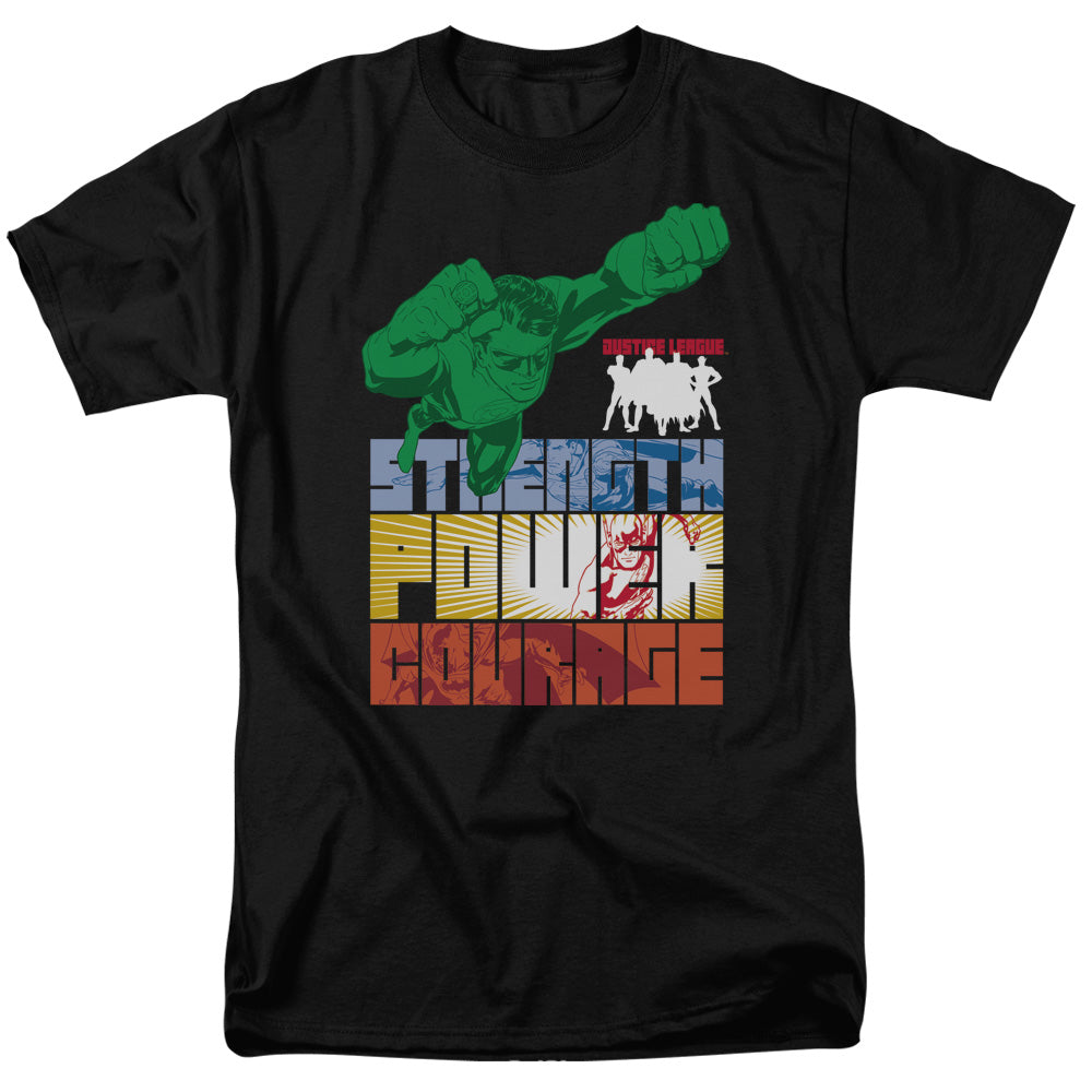 Justice League Heroic Qualities Mens T Shirt Black Officially Licensed