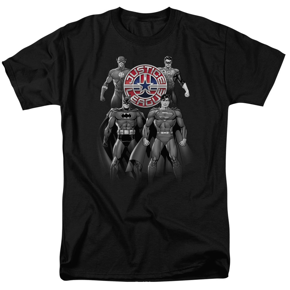 Justice League Shades of Gray Mens T Shirt Black Officially Licensed