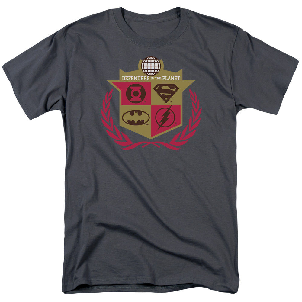 Justice League Defenders Mens T Shirt Charcoal Officially Licensed