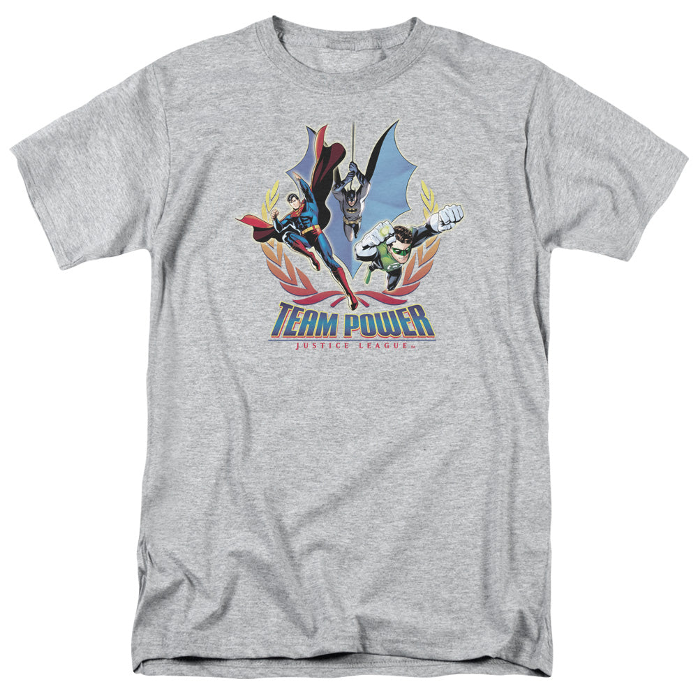Justice League Team Power Mens T Shirt Athletic Heather Officially Licensed