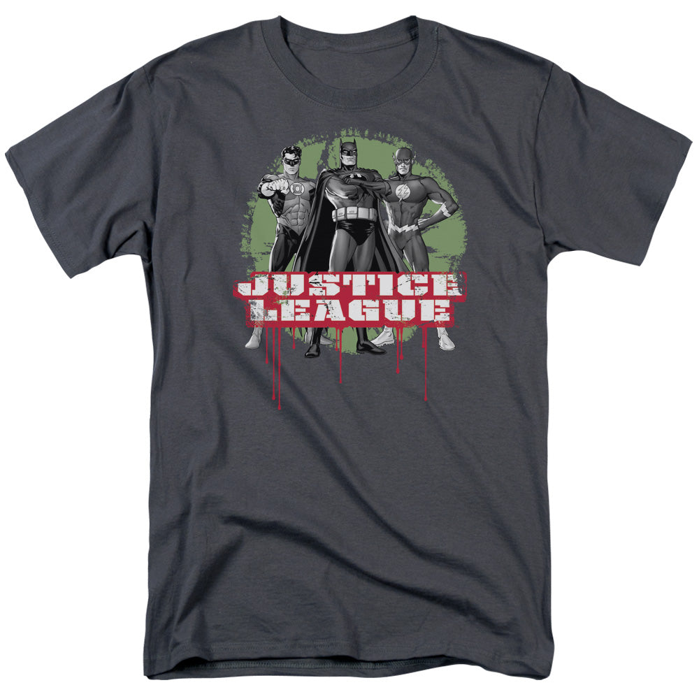 Justice League Justice League Trio Mens T Shirt Charcoal Officially Licensed