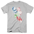 Justice League Splatter Icons Mens T Shirt Silver Officially Licensed