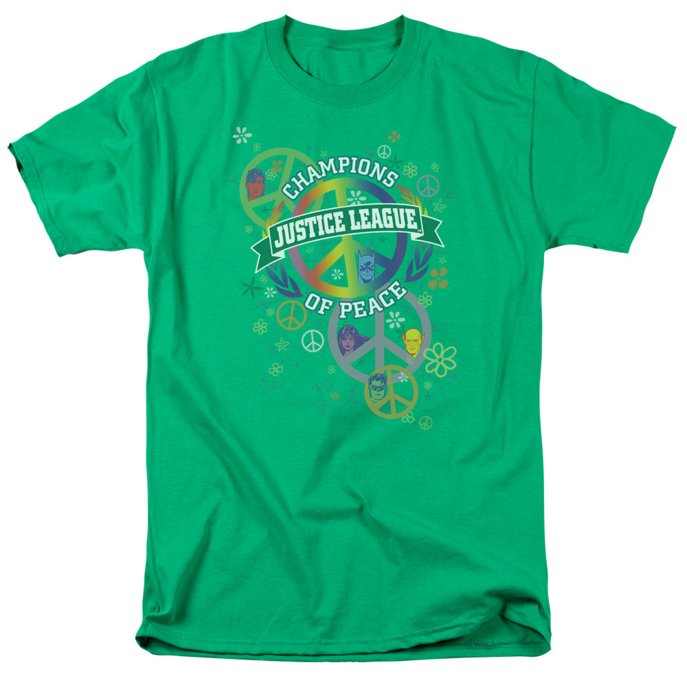 Justice League Peace League Mens T Shirt Kelly Green Officially Licensed