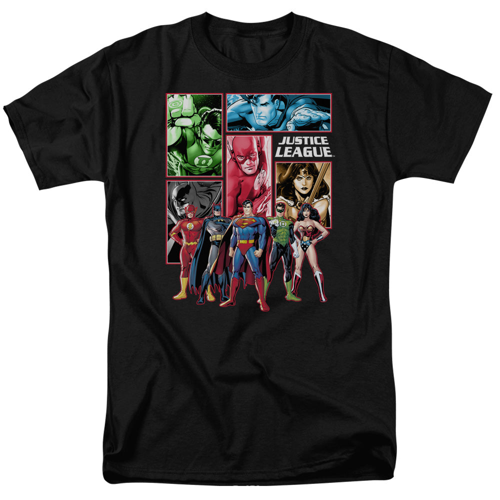 Justice League Justice League Panels Mens T Shirt Black Officially Licensed