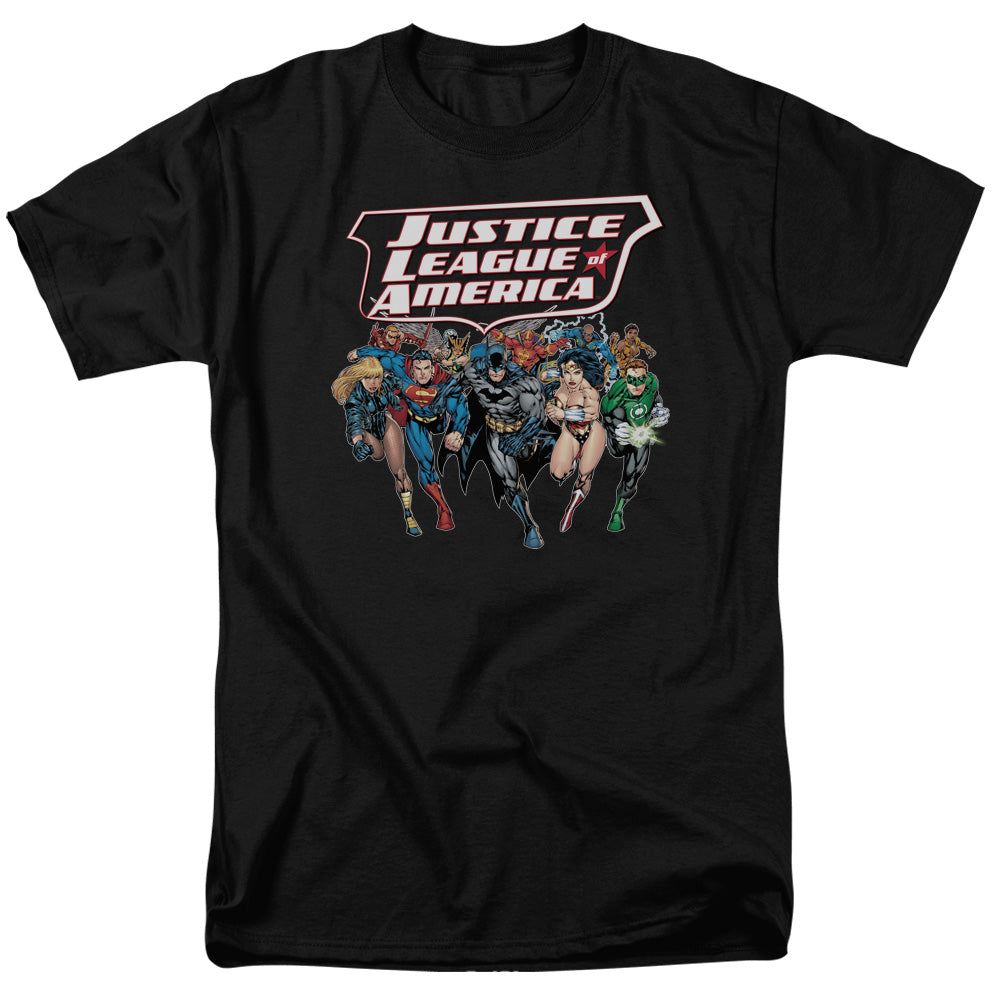 Justice League Charging Justice Mens T Shirt Black Officially Licensed